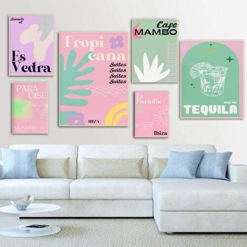 Modern Ibiza Theme Vintage Medieval Cocktail Canvas Painting Picture Posters And Print Abstract Wall Art Interior Home Decor