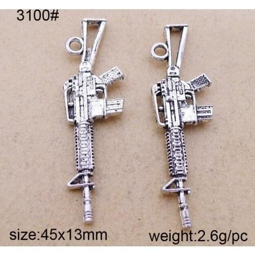 Vintage 25pcs/lot Fashion Antique Silver Alloy Gun Charms Pendant Fit Bracelets Necklace DIY Jewelry Finding