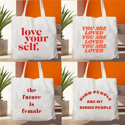 Women Shoulder Bag The Future Is Female Print Canvas Bag Female Shopping Tote Bags Feminism Slogan Handbag Eco High Capacity Bag