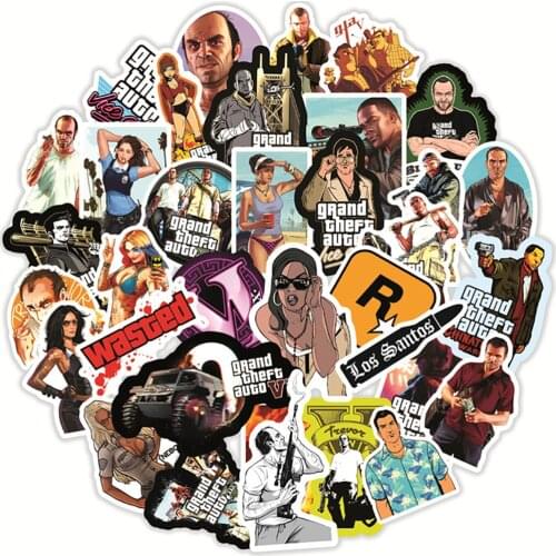 10/30/50pcs GTA Game Stickers DIY Waterproof Travel Luggage Laptop Skateboard Helmet Car Kid Sticker Classic Graffiti Toy Decals