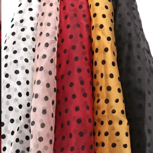 2 Yards Flocked polka dots Organza Lace fabric Gleam Black flocking points fabric For DIY Wedding Veil Dress Blouse Tutu dress