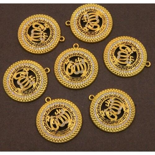 3pcs Islamic Muslim Allah Jewelry Pendant For Men/Women Round Pendant Middle East Arab Religious Muslim Jewelry Rhinestone