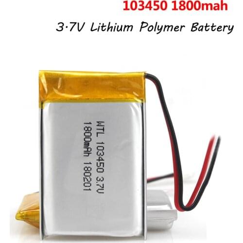 103450 3.7v 1800mah Lipo Polymer Lithium Rechargeable Battery for GPS Navigator MP5 Headset E-book Camera Repalcement Battery