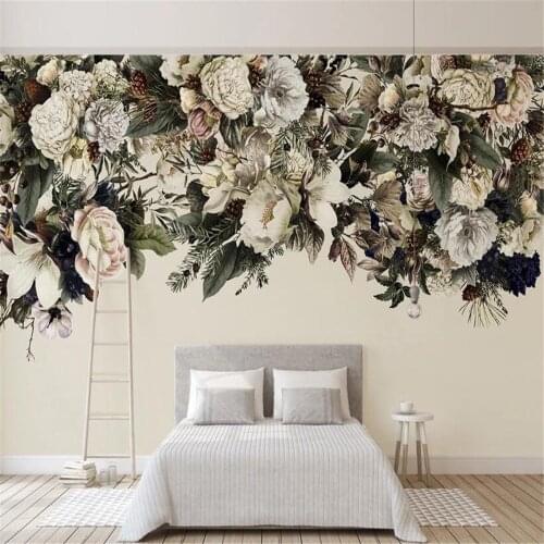 Milofi custom large wallpaper mural modern minimalist Nordic retro flowers American flower background wall decoration painting