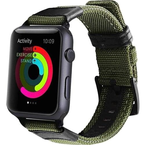 Bracelet for Apple Watch Nylon Band 44mm 40mm iWatch Canvas Fabric Leather Wristband for Applewatch 5 4 3 2 1 38mm 42mm Strap