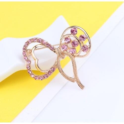 TODOX Brooch Fashion Exquisite and lovely cartoon colorful Crystal-encrusted bowknot modern stylish concise style pins for party