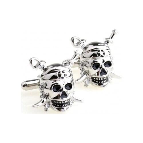 Black Siver Skull Cufflink Cuff Link 15 Pairs Wholesale Free Shipping