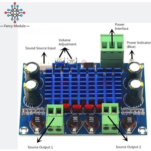 Digital HIFI Power Amplifier Board High Power 2*120W XH-M572 TPA3116D2 Chassis Dedicated Plug-in Input 5V 24V 28V Output 120W