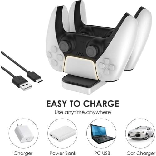 For Two PS5 Controll Gamepad Charging Safe Dock Dual Handle Charger With Charging Cable Gamepad Charging Safe Dock