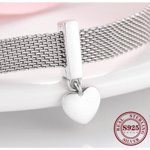DoDoFly High Quality 925 Sterling Silver Dangle Heart Clips Beads For Jewelry Making Fit Original Reflection Bracelet Clip Charm
