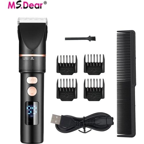 Electric Hair Clipper Rechargeable Hair Trimmer LCD Display Titanium Ceramic Blade Men Hair Cutting Barber Machine