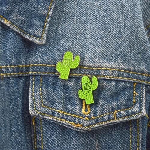 Cactus enamel pin Prick plant badge brooches icons Lapel pin for Denim Jeans shirt bag Funny jewelry Gift for friends