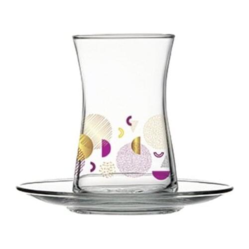 Pasabahce Purple Party 12 Piece Tea Set-all Kinds Of Glass Cup-Tea Sets-Ductile-Tea Bardakaları