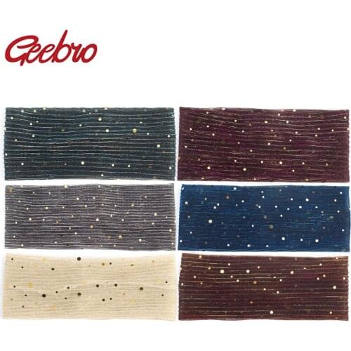 Geebro Women Magic Elastic Hair Headband Summer Fresh Color Palettes Head Band For Girls Stretch Golden Sequins Turban Hair Band