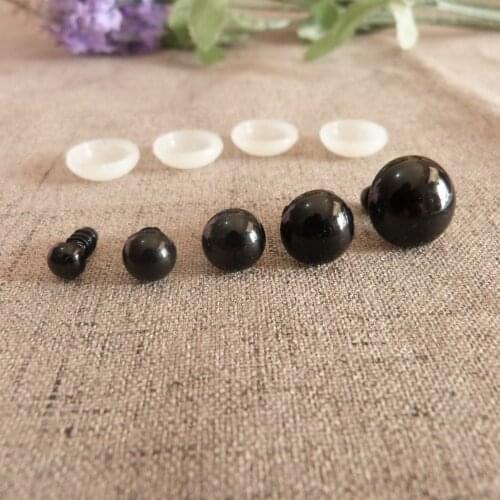 100pcs/lot 6-15mm full black toy eyes plastic safety eyes & washer for diy plush doll findings-size option