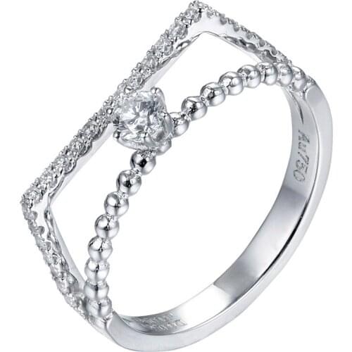 Hainon Silver Color Rings For Women Simple Design Double Lay Fashion Jewelry Bridal Sets Wedding Engagement Ring Accessory