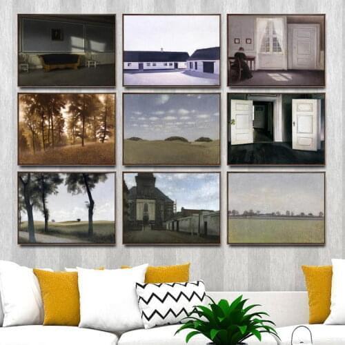 Home Decoration Art Wall Pictures for Living Room Poster Canvas Printings Paintings Danish Vilhelm Hammershoi