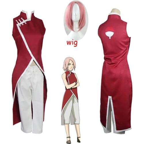 Anime BORUTO Haruno Sakura Cafiona Cosplay Costume , Sexy Outfit For Girls Halloween Costume Wig