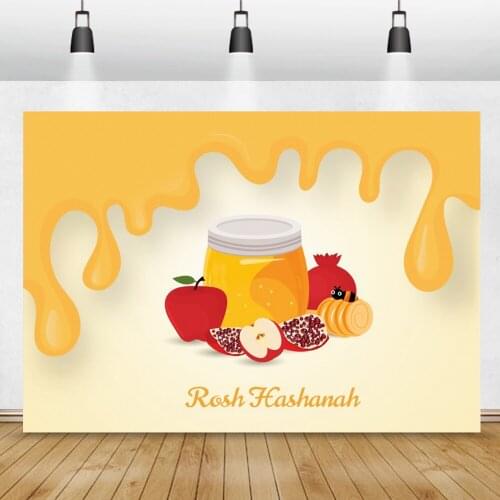 Laeacco Rosh Hashanah Sweet Honey Apple Pomegranate Fruit Party Poster Banner Photography Background Photographic Backdrop