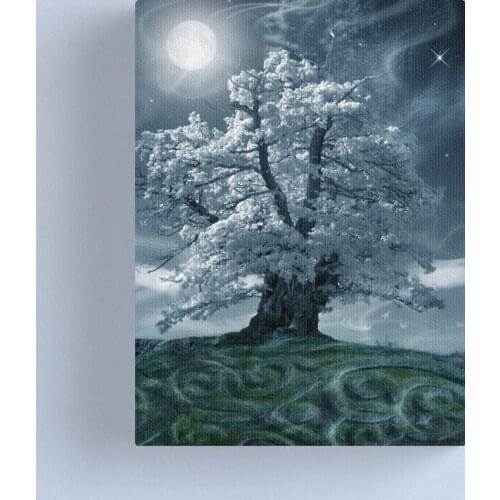 Moon White Tree Hazy light Scenery Canvas HD Prints Pictures Wall Art Painting Home Decor Modular Poster Living Room Framework