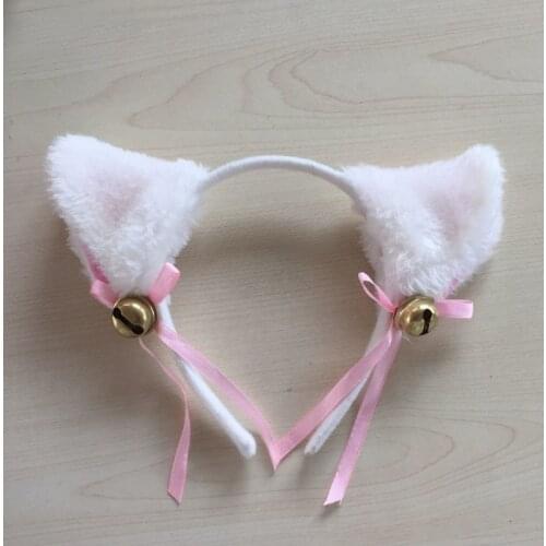 Cute Cat Ears Neko Anime Cosplay Headband Lolita Costume Kawaii Maid Hair Accessories Headwear Handmade Furry Animal Beast Ears