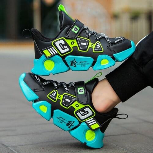 Cute Cartoon Sneakers Kids Casual Shoes High Quality Waterprood Leather Ultralight Boy Running Shoes Girls Flat Gym Shoe 28-39