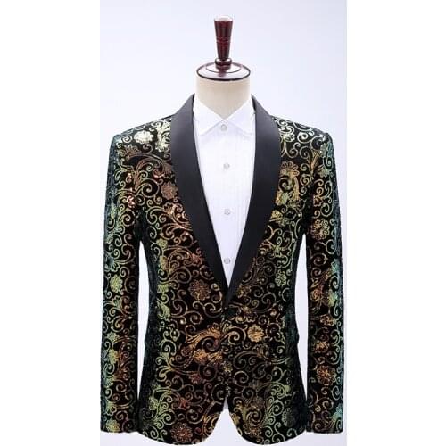 Mens Clothes Moire Sequined Singer Performance Suit Jacket Popular Nightclub Anchor Dj Host Single Western Blazers /M-3XL