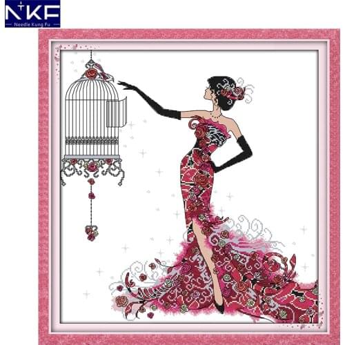 NKF Cage of Grace Cross Stitching DIY Needlework Cross Stitch Kits for Embroidery Home Decoration Cross-stitch Set Embroidery