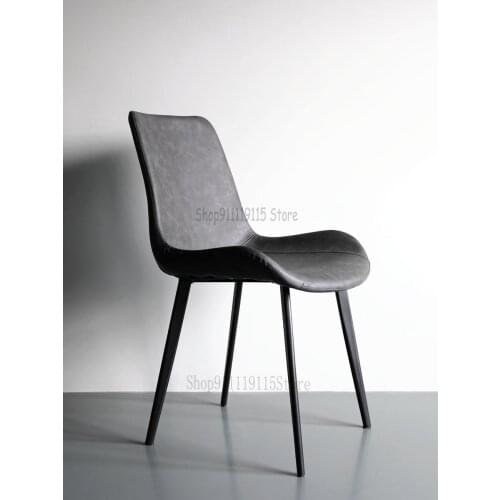Nordic Italian Minimalist Light Luxury Leather Chair Modern Simple Restaurant Hotel Coffee Shop Home Back Stool Dining Chair