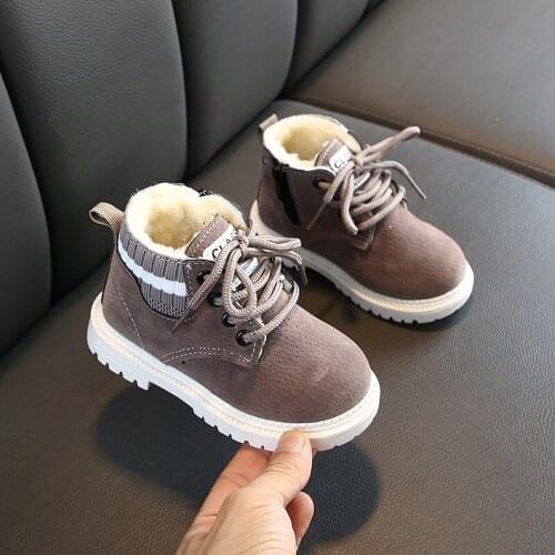 New Boots Girls Boys Children Casual Shoes Autumn Winter Martin Boots Fashion Leather Antislip Kids Boots Baby Shoes E36