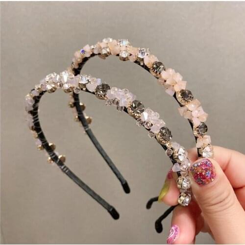 Korean Super fairy series handmade water drill hairband women French sweet summer hair hoop