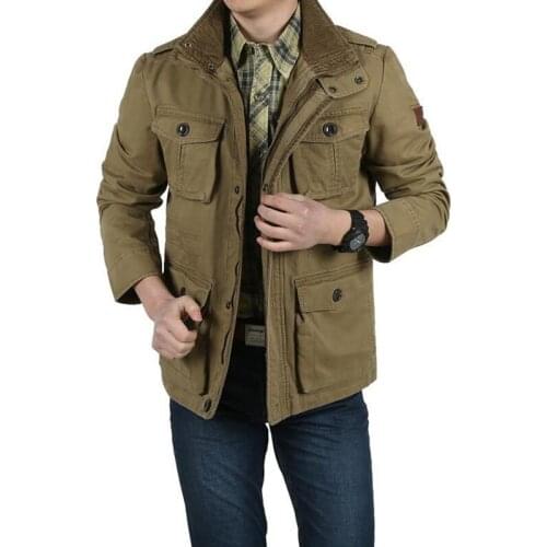 Big Size L-8XL Autumn Winter Jacket Men Stand Collar Thick Cotton Coat Male Military Jacket Many Pockets Casual Loose Men Jacket