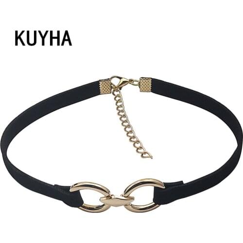 Black Cord Women Man Necklace Choker Stainless Steel Fashion Designer Chain Statement Collar Jewelry