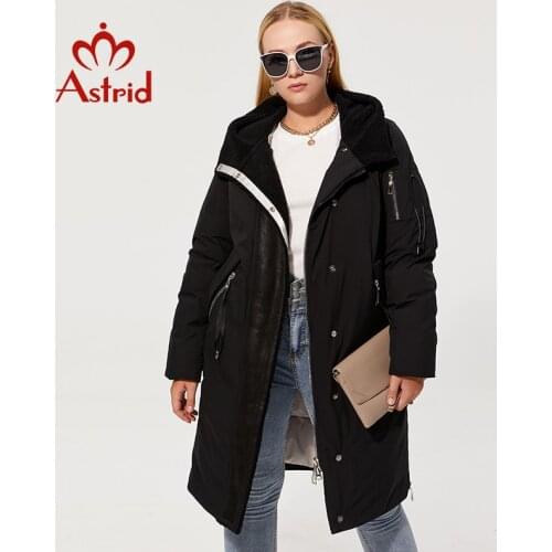 Astrid 2021 Winter Womens Parkas Plus size Fashion Thick Cotton warm Long Jackets Female Coats with Hooded leather Outerwear