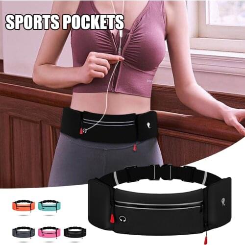 Running Belt for Men Women Fanny Pack with Foldable Water Bottle Holder and Earphone Jack Reflective Waist Bag for Sport Health