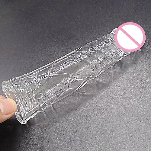 Penis Extender Sleeve Reusable Delay Condom Dick Enlargement Extension Adult Product Sex Toys For Men Erotic Shop