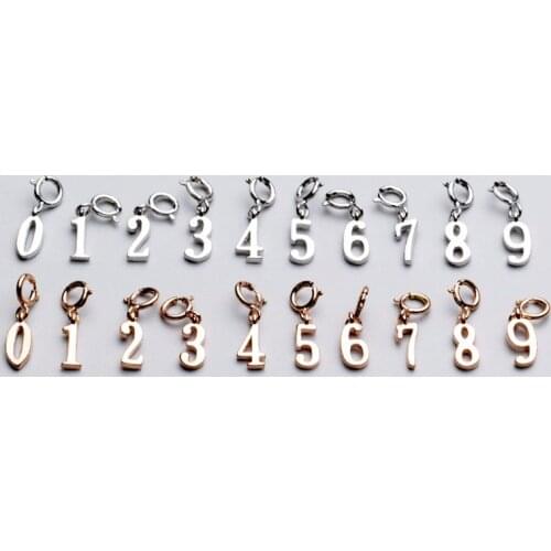 925 Sterling Silver Arabic Numerals Shape Charms Plated Rose Gold Color Pendant With Spring Clasp Connector DIY Jewelry Making
