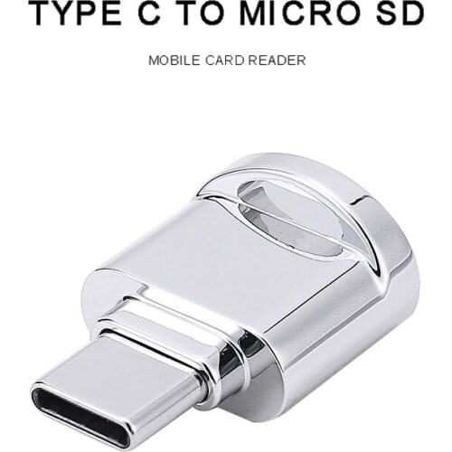 Silver Portable USB 3.1 TYPE C To Micro SD Mini Card Reader OTG Adapter For Samsung Phones Laptop PC