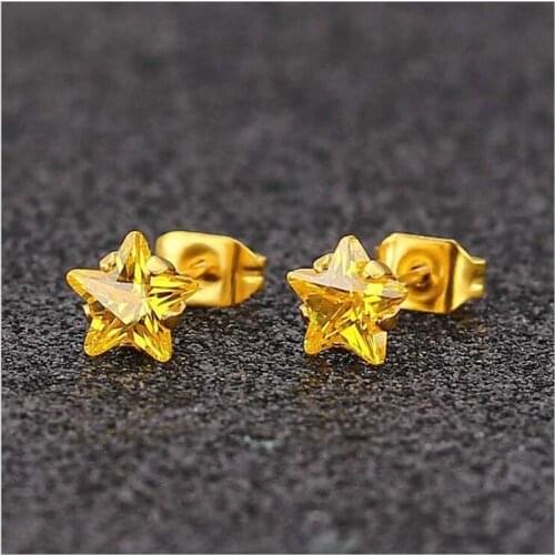 316 L Stainless Steel With 6mm Stars Stud Earrings Vacuum Plating No Fade Allergy Free Titanium Jewelry