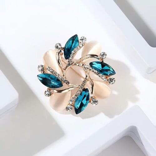 Utei High Quality Crystals And Opal Jewelry Brooch Elegant Wedding Bridal Bouquet Broach Accessories Lady Dress Pin