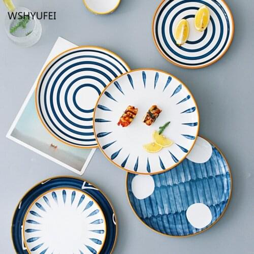 Phnom Penh Japanese Ceramic Plate Western Steak Barbecue Dinner Plate Household Fruit Afternoon Tea Tray Kitchenware Set