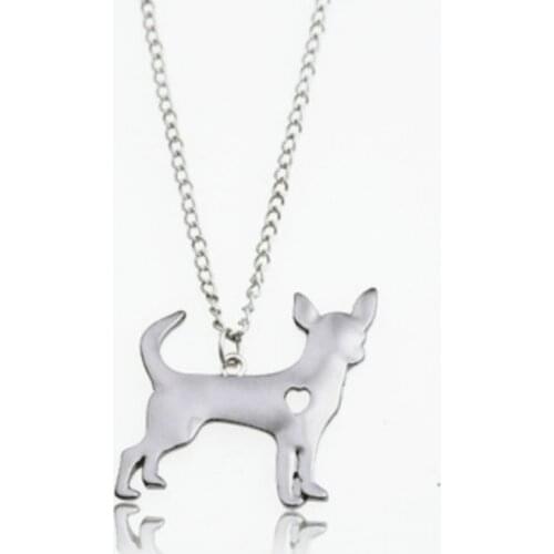 Punk Gold Silver Color Heart Dog Pendant Necklace for Women Long Charms Link Animal Necklace Party Jewelry Gifts