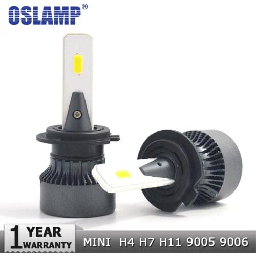 Oslamp H4 H7 H11 9005 9006 COB Chips LED Car Headlight Mini Size 72W 8000LM 6500K Auto Led Car Light with Cooling Fan 12V 24V