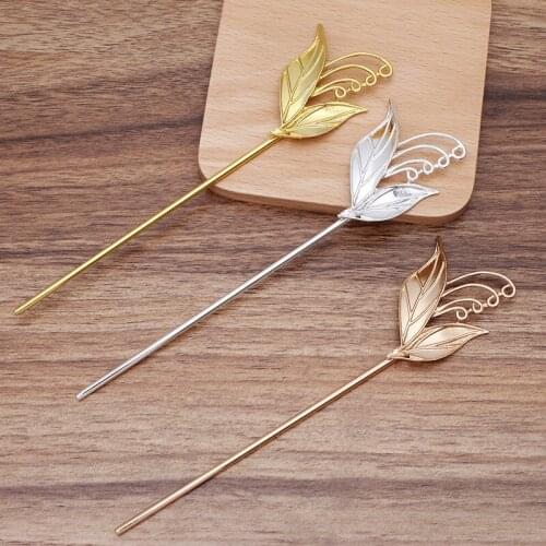 10 Pieces Metal Leaf Hair Sticks Vintage Headwear DIY Hair Accessories For Women