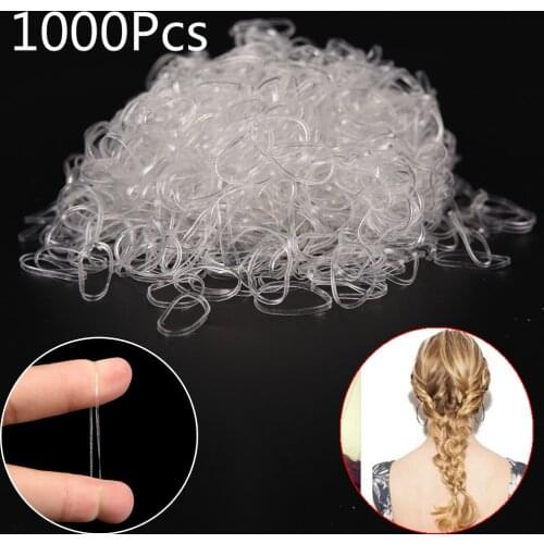 1000pcs Transparent Hair Elastic Rope Rubber Band For Women Girls Bind Tie Ponytail Holder Accessories Hair Styling Tools 1.6cm