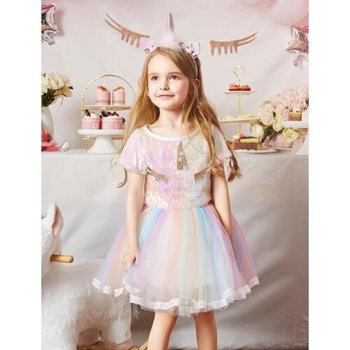 2021 Fashion Girls Clothing Infant Clothes Suits Casual Cotton Sequins T Shirt+Skirts 2PCS/Sets Kids Children Tracksuits