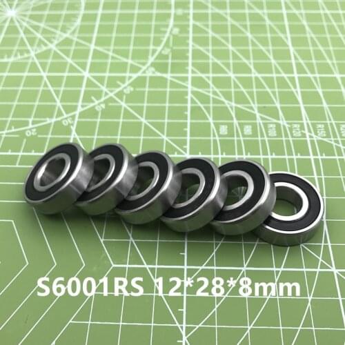 2021 New Limited 10pcs Flange Bushing Ball Bearings 12*28*8 Mm S6001rs Stainlesss Steel Bearing Stainless