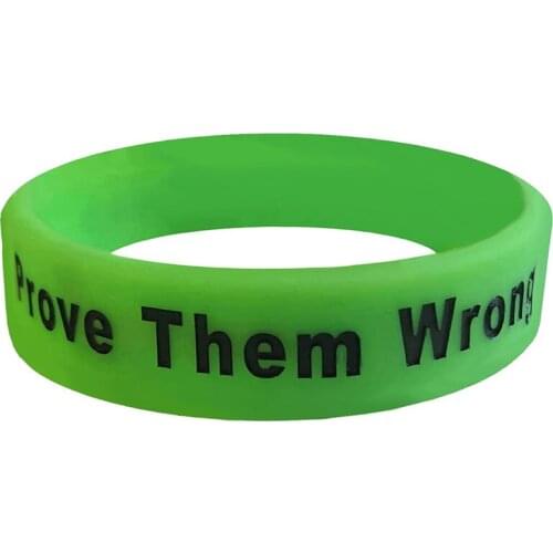 300pcs Motivational Gifts Prove Them Wrong Neon Green Silicone Bracelets Rubber Wristbands Free Shipping by DHL