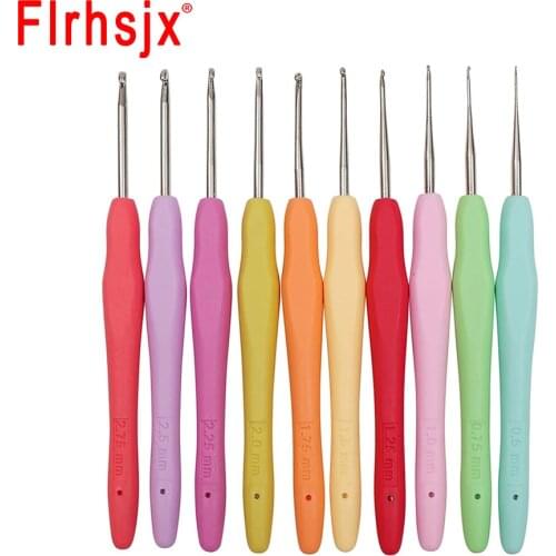 5Pcs Colorful Soft Plastic Handle Alumina Crochet Hooks Knitting Needles Set 2-4mm Crochet for Weave Sewing Needles DIY Tool