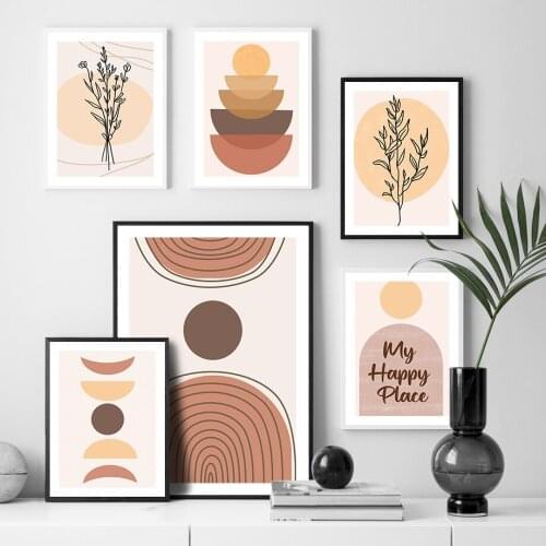 Abstract Line Moon Sun Leaf Quote Wall Art Canvas Painting Nordic Posters And Prints Wall Pictures For Living Room Bedroom Decor